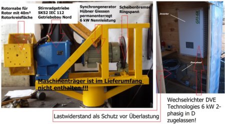 Kompletter Triebstrang für 6 KW KWEA v Rotornabe bis WR