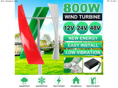 Vertikales Windrad auf dem Dach